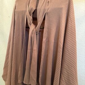 IMAN Tan Ribbed Knit Shawl